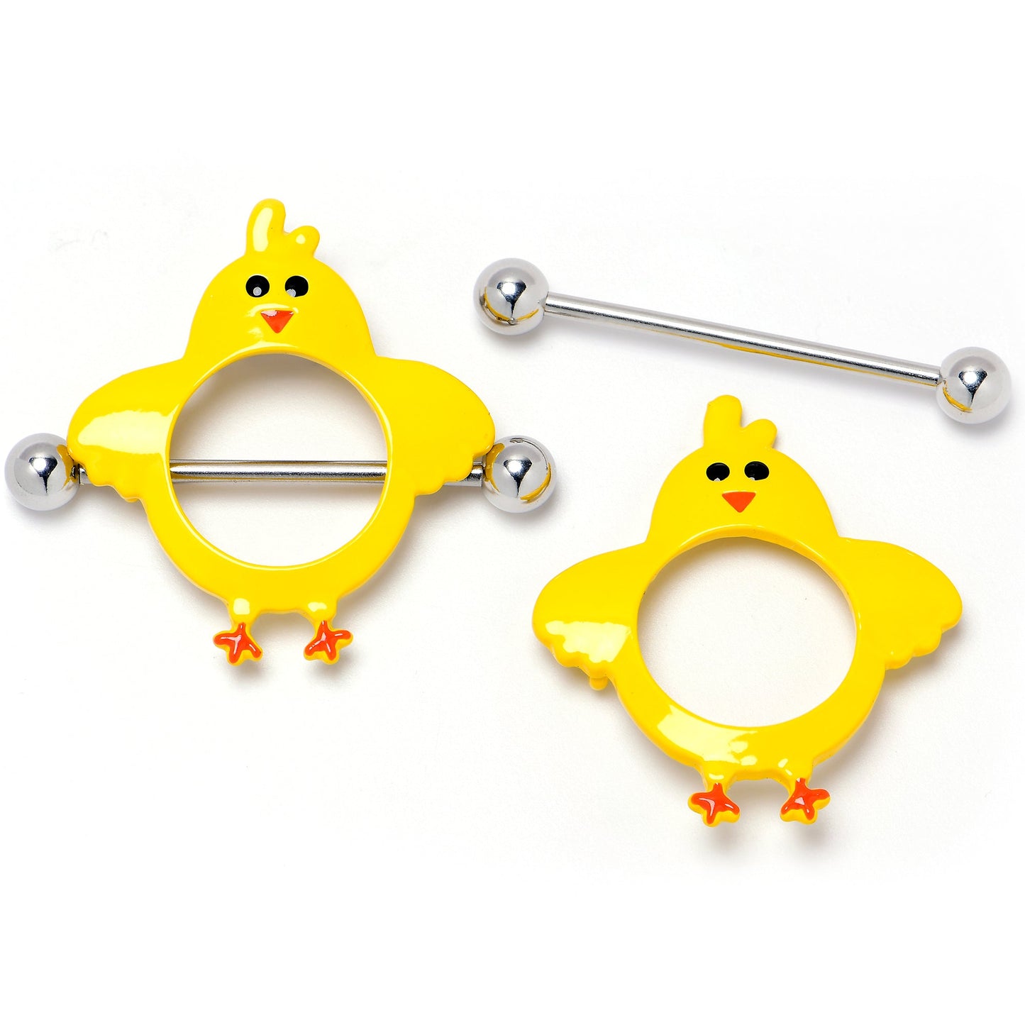 14G 9/16 Little Yellow Chicks Nipple Shield Set