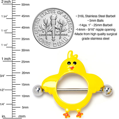 14G 9/16 Little Yellow Chicks Nipple Shield Set