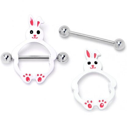 14G 9/16 Bunny White Rabbit Nipple Shield Set