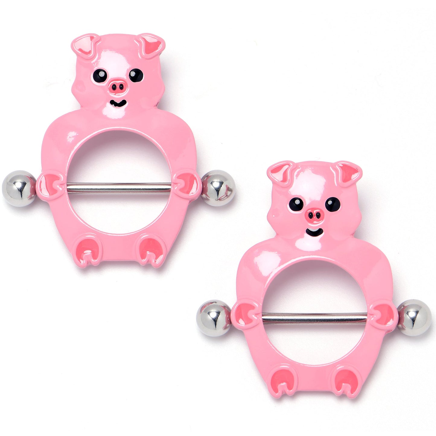 14G 9/16 Happy Pink Pigs Nipple Shield Set