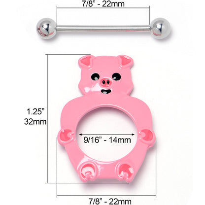 14G 9/16 Happy Pink Pigs Nipple Shield Set