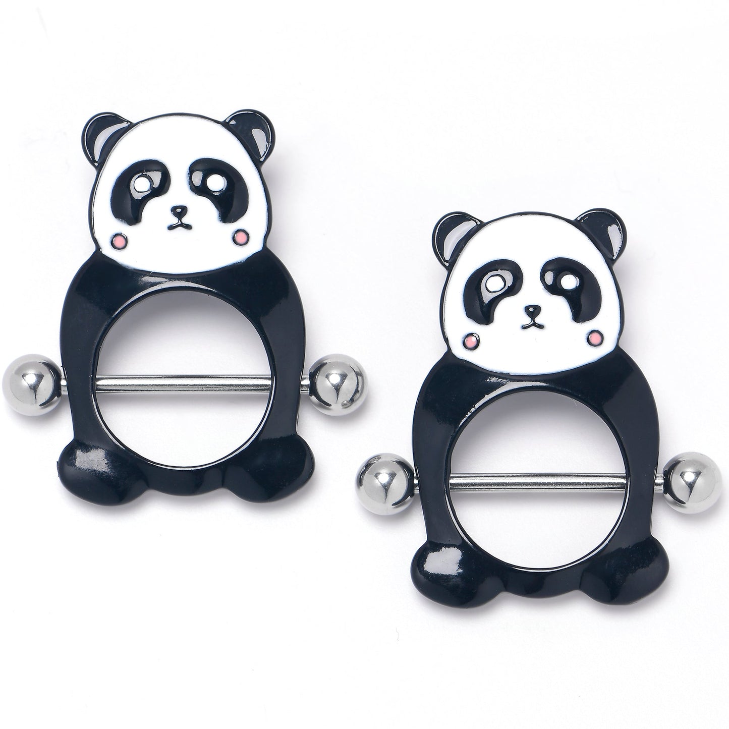 14G 9/16 Panda Bear Black White Nipple Shield Set