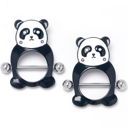 14G 9/16 Panda Bear Black White Nipple Shield Set