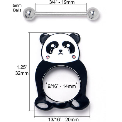 14G 9/16 Panda Bear Black White Nipple Shield Set