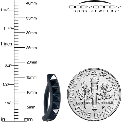 Black Three Dimensional Textured Forward Facing Hinged Hoop Belly Ring