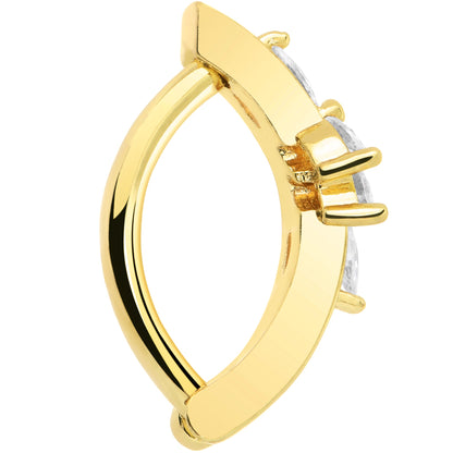 Clear CZ Gem Gold Tone Beauty Branch Hinged Hoop Belly Ring