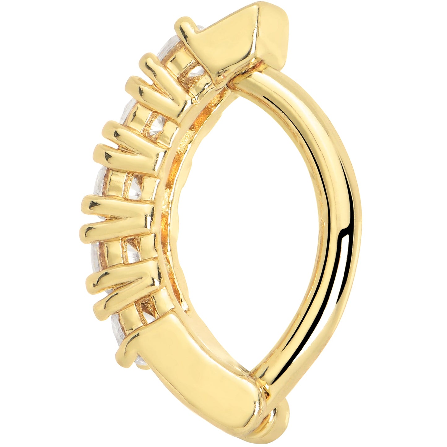 Clear CZ Gem Gold Tone Glamour Quintet Hinged Hoop Belly Ring