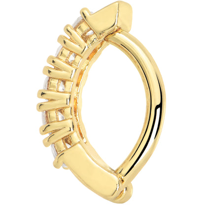 Clear CZ Gem Gold Tone Glamour Quintet Hinged Hoop Belly Ring