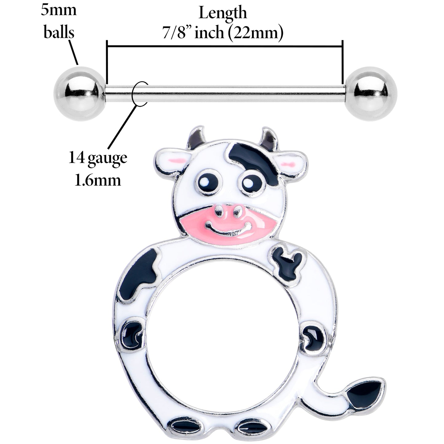 14G 9/16 Moo Cow Nipple Shield Set
