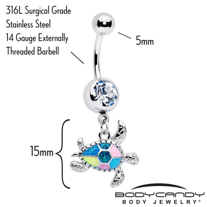 Clear Gem Glitter Turtle Dangle Belly Ring