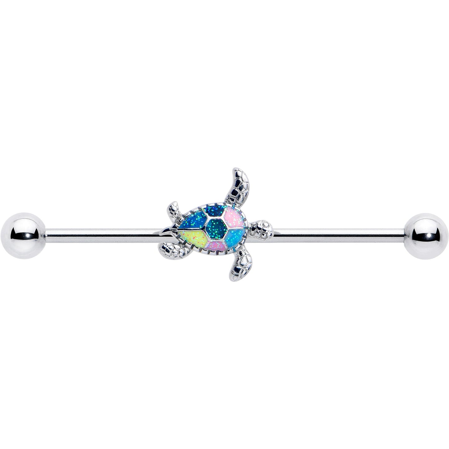 14G Glitter Turtle Industrial Barbell 38mm
