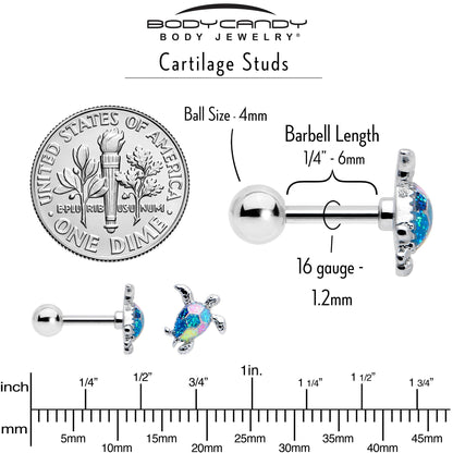 16G 1/4 Glitter Turtle Cartilage Tragus Earring