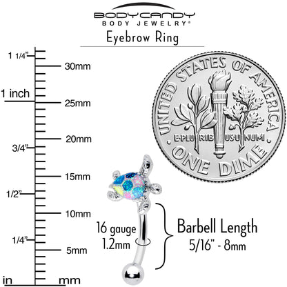 16G 5/16 Glitter Turtle Curved Eyebrow Ring