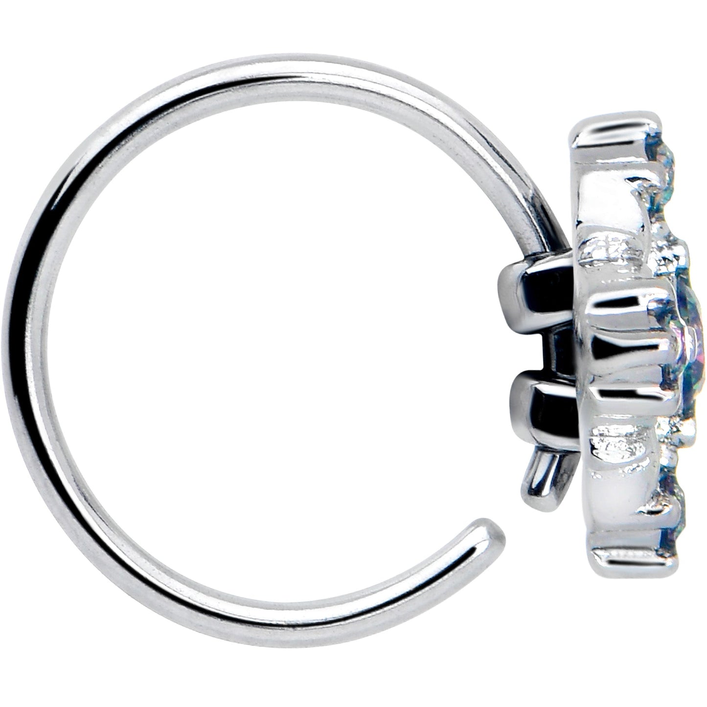 20G 5/16 Vitrail CZ Gem Beauty Cross Nose Hoop