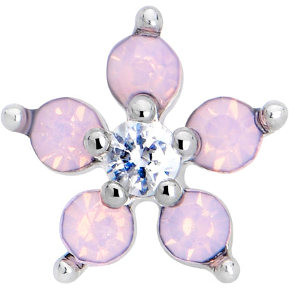 16G 5/16 Pink Faux Opal Internally Threaded Flower Labret Tragus