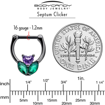 16G 5/16 Purple Green CZ Gem Black Love Flower Cartilage Clicker