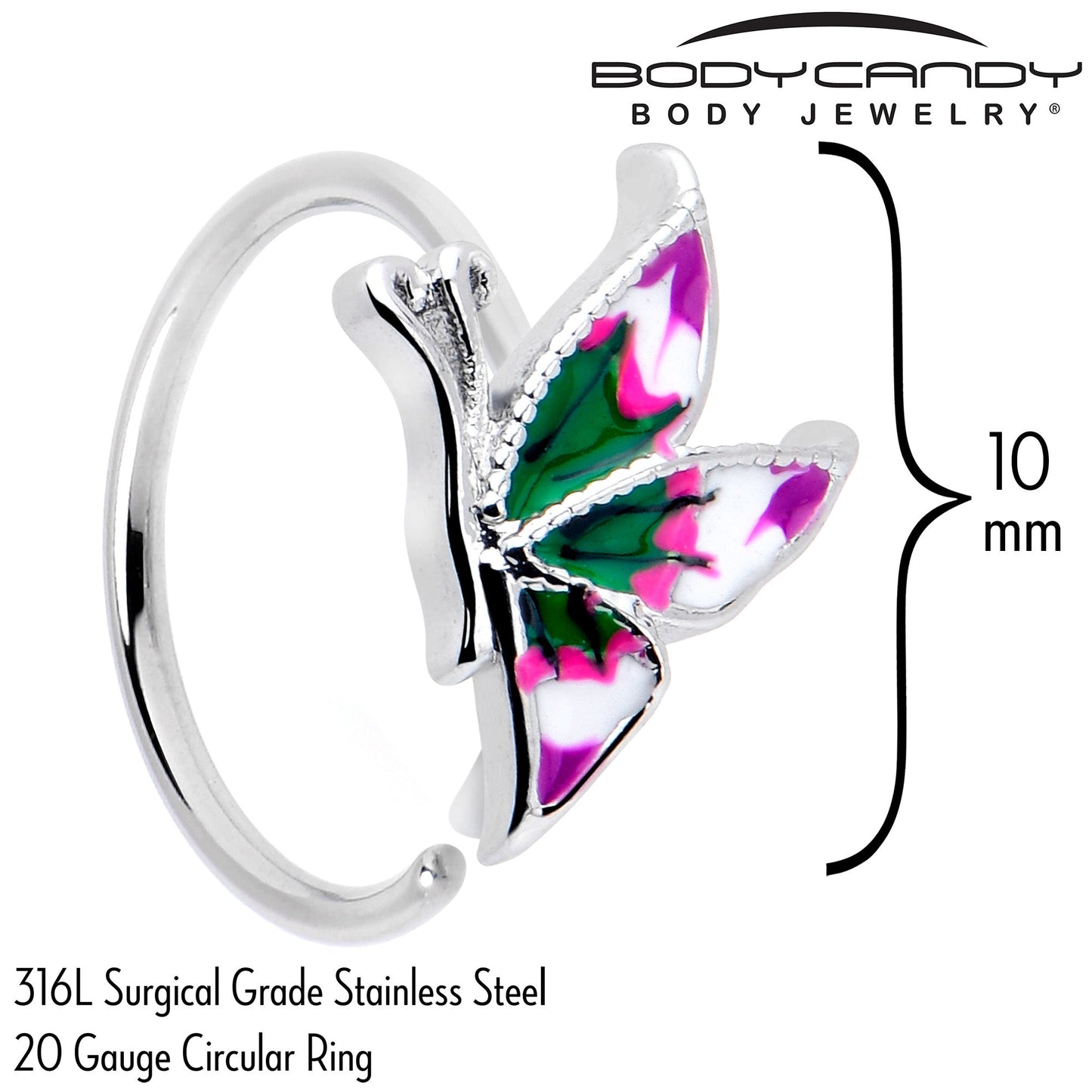 20G 5/16 Profile Butterfly Nose Hoop