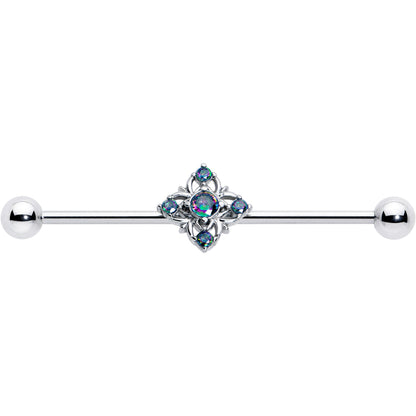 14G Vitrail CZ Gem Beauty Cross Industrial Barbell 38mm