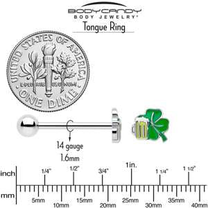 Beer Shamrock St Patricks Barbell Tongue Ring