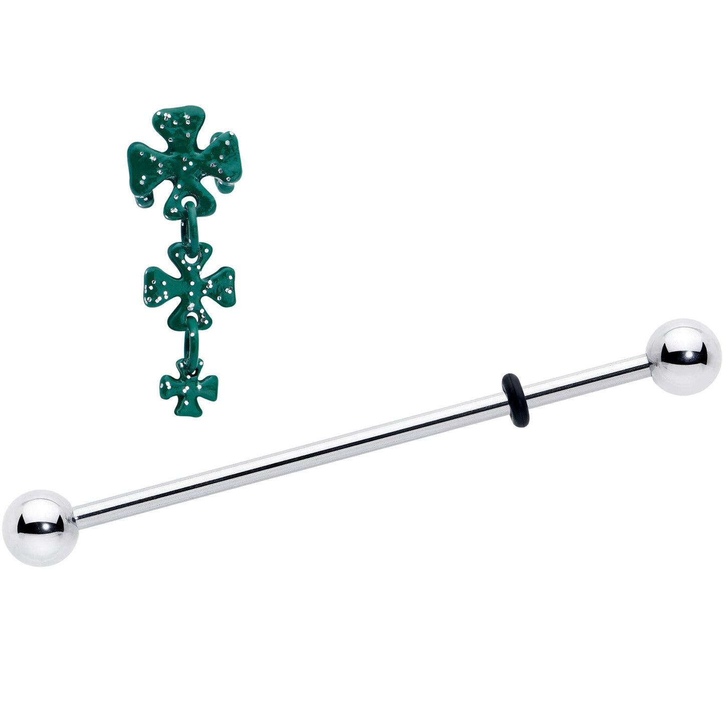 14G Polka Dot Shamrock St Patricks Dangle Industrial Barbell 38mm