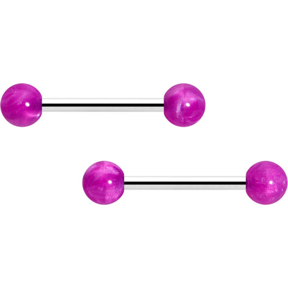 14G 9/16 Color Acrylic Ball Ends Barbell Nipple Ring Set