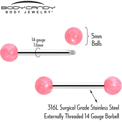 14G 9/16 Color Acrylic Ball Ends Barbell Nipple Ring Set