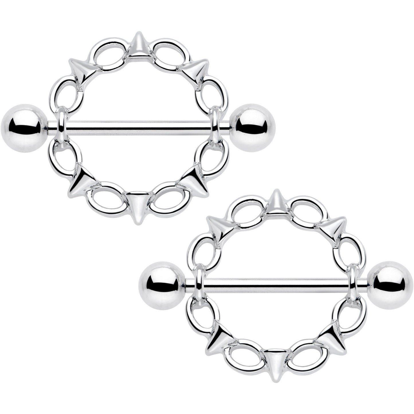 14G 9/16 Links And Spikes Nipple Shield Set