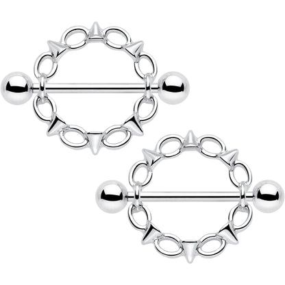 14G 9/16 Links And Spikes Nipple Shield Set