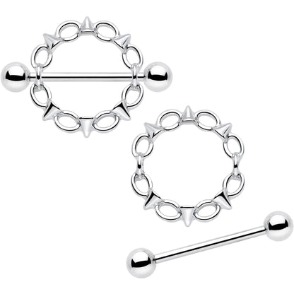 14G 9/16 Links And Spikes Nipple Shield Set