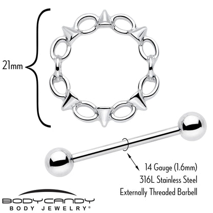 14G 9/16 Links And Spikes Nipple Shield Set