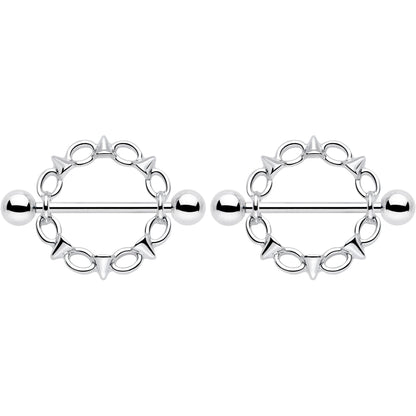 14G 9/16 Links And Spikes Nipple Shield Set
