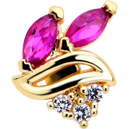 16G 5/16 Red CZ Gem Gold Tone Swirl Fan Labret Monroe Tragus