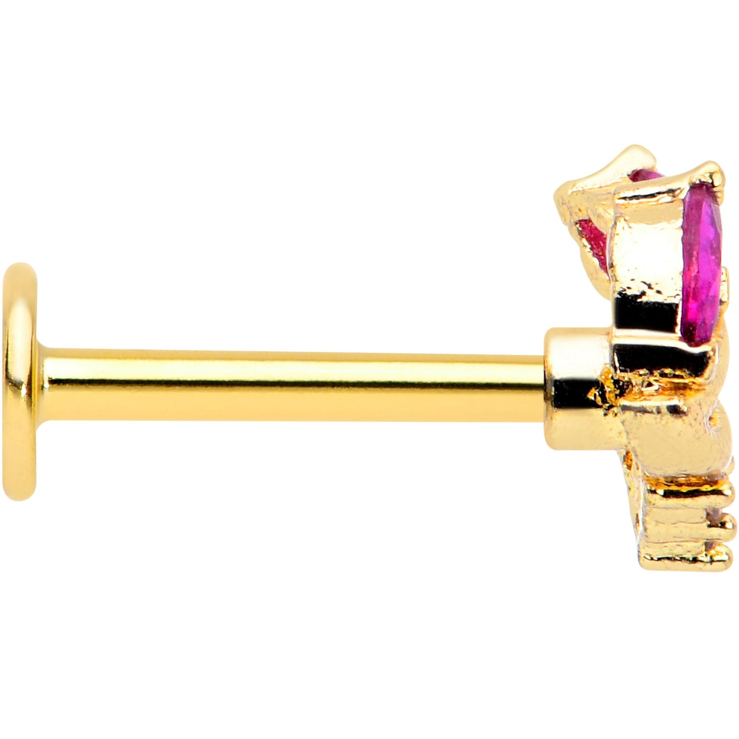 16G 5/16 Red CZ Gem Gold Tone Swirl Fan Labret Monroe Tragus