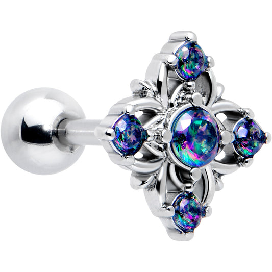 16G 1/4 Vitrail CZ Gem Beauty Cross Cartilage Tragus Earring