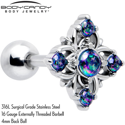 16G 1/4 Vitrail CZ Gem Beauty Cross Cartilage Tragus Earring