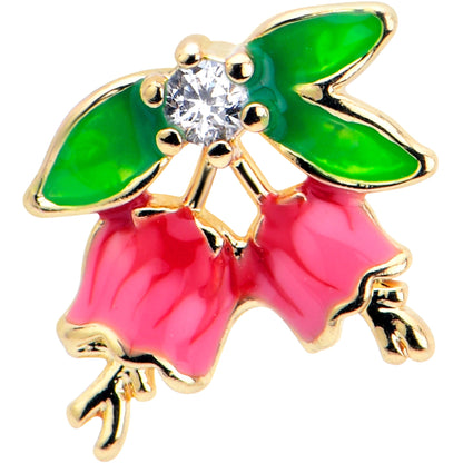 16G 5/16 Clear CZ Gem Gold Tone Bell Flower Labret Monroe Tragus