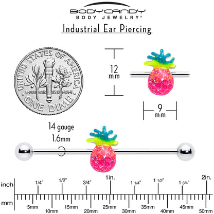 14G Hot Tropical Pineapple Industrial Barbell 38mm