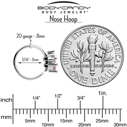 20G 5/16 Clear Pink CZ Gem Rhombus Riot Nose Hoop