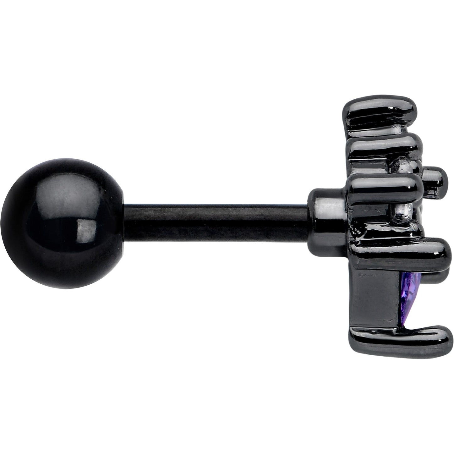 16G 1/4 Purple CZ Gem Black Rhombus Riot Cartilage Tragus Earring
