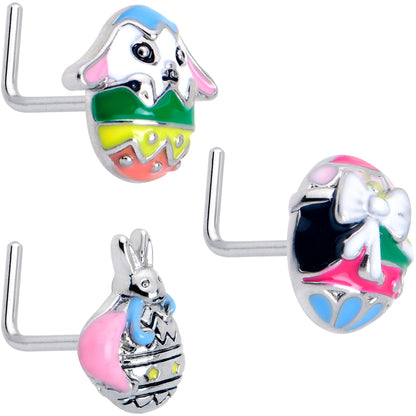 20G 7mm Easter Egg Bunny L Shape Nose Ring Set of 3