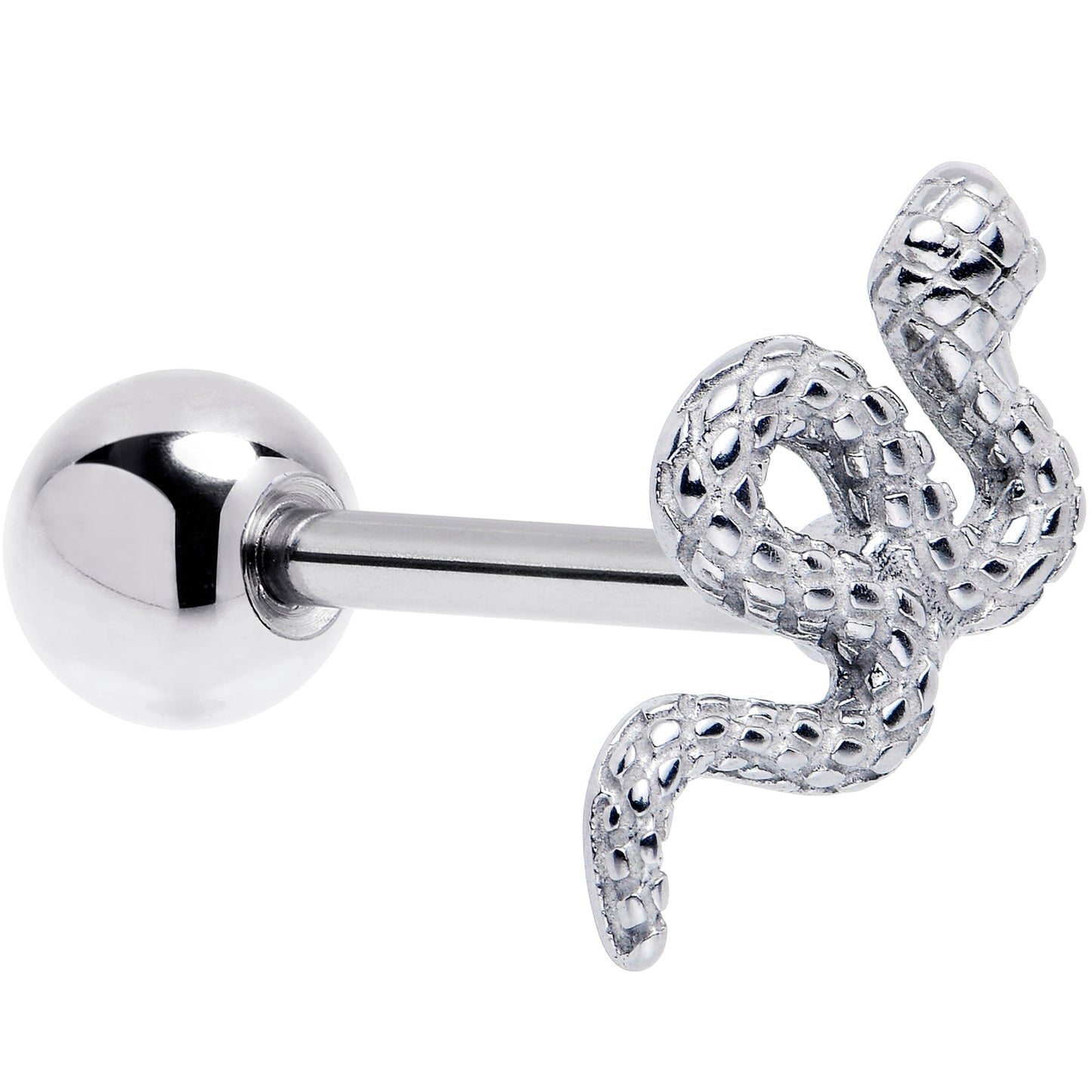 Coiled Serpent Snake Barbell Tongue Ring