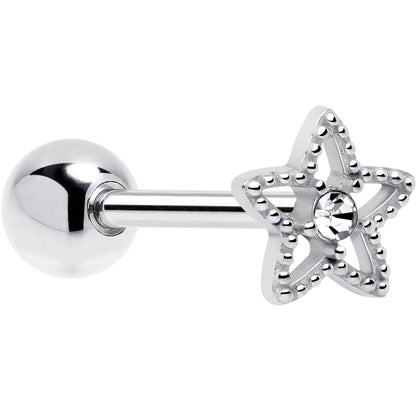 Clear Gem Star Texture Barbell Tongue Ring