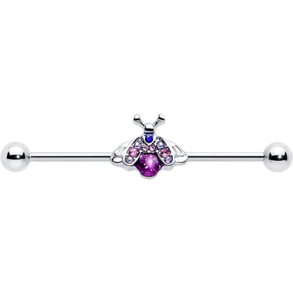 14G Pink Blue Gem Beautiful Insect Industrial Barbell 38mm