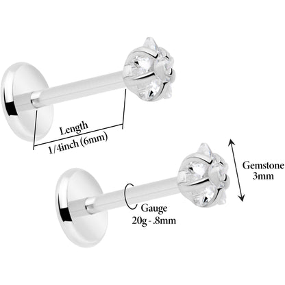 3mm CZ Star Flat Back Stud Earrings - 1 Pair