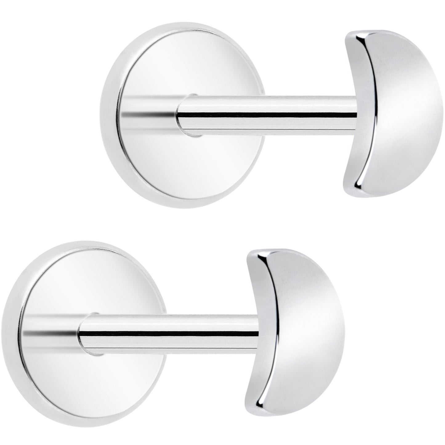 4mm Crescent Moon Flat Back Stud Earrings - 1 Pair