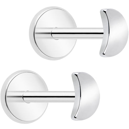 4mm Crescent Moon Flat Back Stud Earrings - 1 Pair