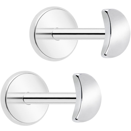 4mm Crescent Moon Flat Back Stud Earrings - 1 Pair