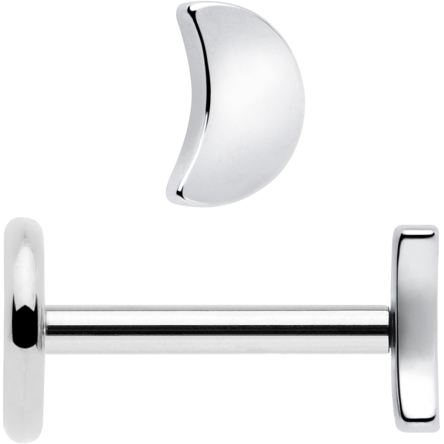 4mm Crescent Moon Flat Back Stud Earrings - 1 Pair