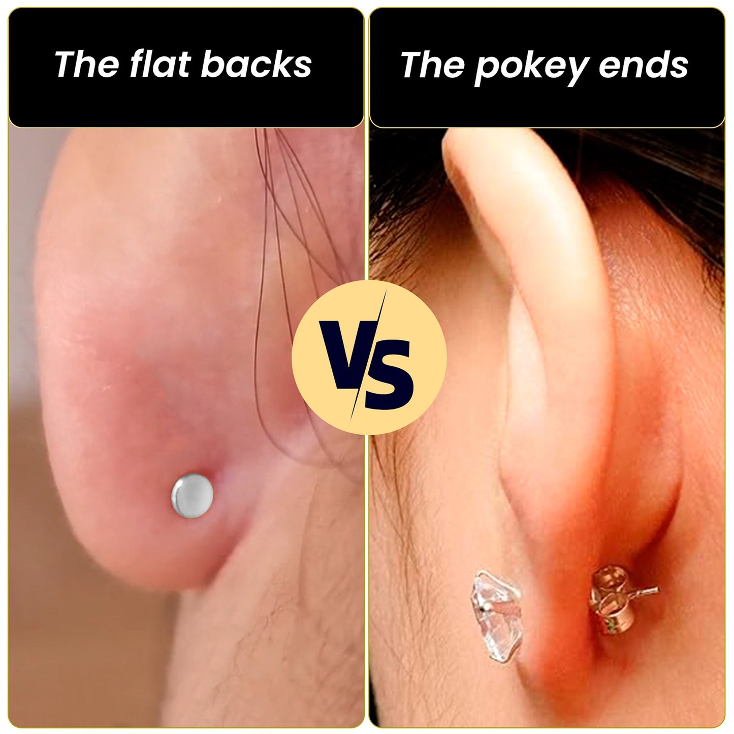 4mm Crescent Moon Flat Back Stud Earrings - 1 Pair