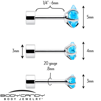 Blue Star CZ Flat Back Stud Earrings - 3 Pairs